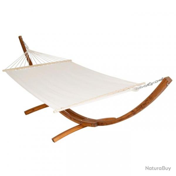 Hamac avec support 2 places double XXL support bois 4,15 mtres chaise longue blanc marron 08_00001