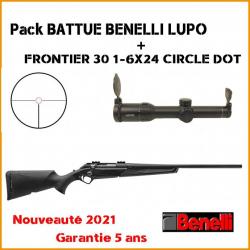 Pack BATTUE carabine à verrou BENELLI LUPO + HAWKE FRONTIER 30 1-6X24 CIRCLE DOT Montage médium