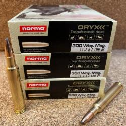 Lot de 3 boites de munitions NORMA ORYX Cal.300 WEATHERBY MAGNUM 11.7g