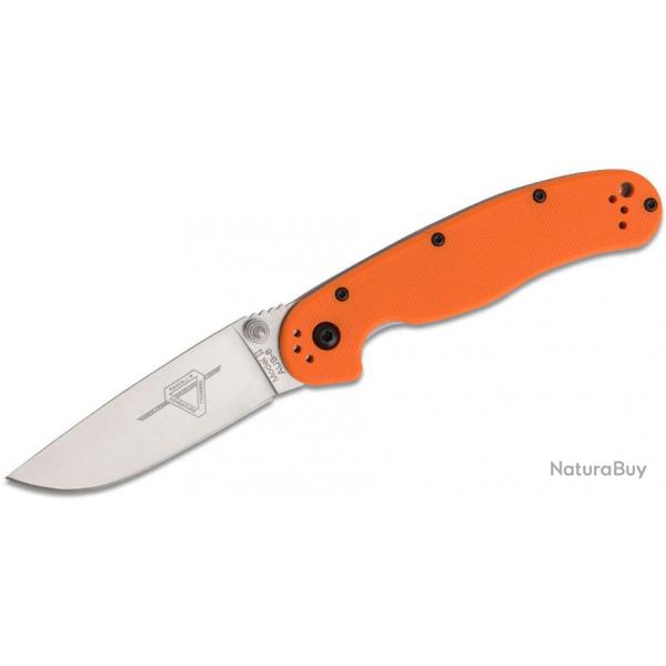 ON8860OR Ontario RAT Model 2 AUS-8 Satin Plain Blade Orange FRN Handles Linerlock Clip