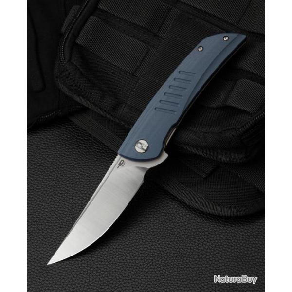 Couteau Bestech Swift Gray / Blue Lame Acier D2 Satin Manche G10 IKBS Linerlock Clip BTKG30E