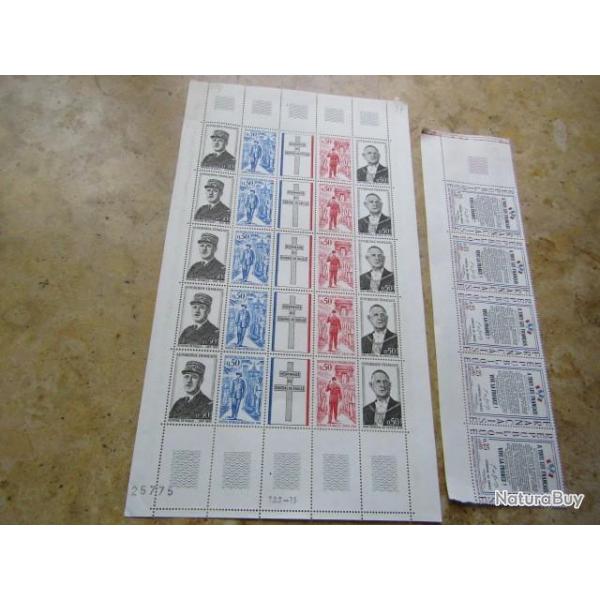 30 timbres Charles de Gaulle libration +affiche FRANCE Franais collaboration ww2 occupation timbre