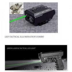 Lampe Tactique Combo LED avec visée laser à point vert pour rail picatinny/weaver