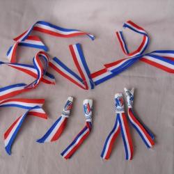 FRANCE LOT DE 17 MINIS RUBANS LE SOUVENIR FRANCAIS BLEU BLANC ROUGE DIFFÉRENTES TAILLES 7 CM/14 CM