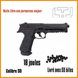 Pistolet de défense CO2 LTL Alfa 1 Cal.50 18 Joules + 50 billes ZULU de la marque LTL
