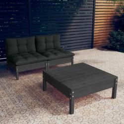 Salon de jardin 3 pcs avec coussins anthracite Bois de pin