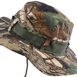 Chapeau Bob Chasse Vert et Marron Camouflage avec Lien et Protege Nuque Taille unique Vert