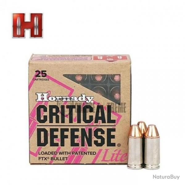 25 Munitions HORNADY Critical Defense 9mm Luger Lite 100 Gr Ftx