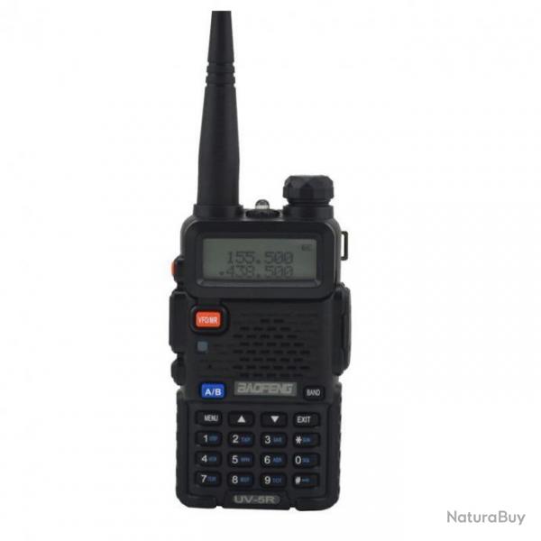 Baofeng Talkie Walkie Noir UV-5R Radio Bidirectionnelle Dual Bande VHF,UHF FM Portable + Oreillette
