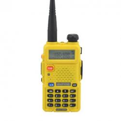 Baofeng Talkie Walkie Jaune UV-5R Radio Bidirectionnelle Dual Bande VHF,UHF FM Portable + Oreillette