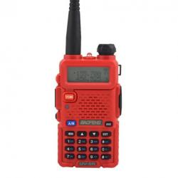 Baofeng Talkie Walkie Rouge UV-5R Radio Bidirectionnelle Dual Bande VHF,UHF FM Portable + Oreillette