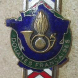 Insigne "Douanes",Email,dos lisse,Obsolete,Années 50