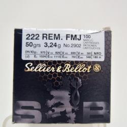 Munition Sellier & Bellot 222 REM FMJ x1 boite
