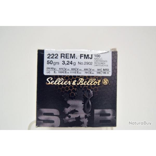 Munition Sellier & Bellot 222 REM FMJ x1 boite