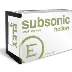 ELEY Subsonic Hollow Point 38gr Cal .22LR - Lot de 500 munitions