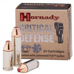 Balles Hornady FTX Critical Defense 165gr Cal .44 Spécial - Lot de 60 munitions