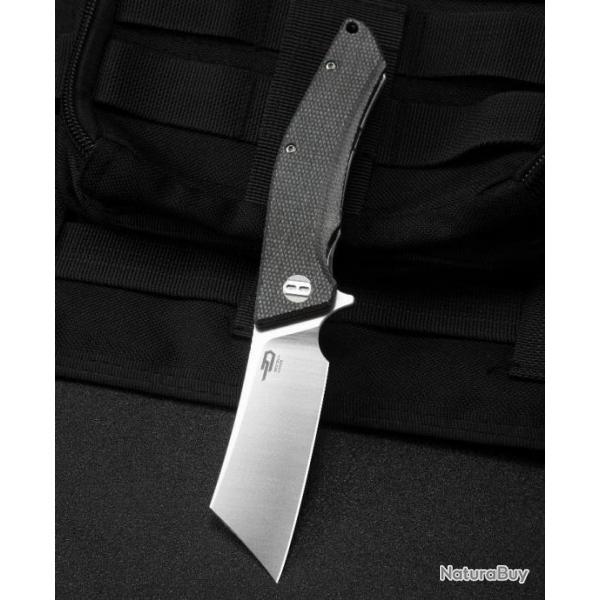 Couteau Bestech Cubis Black Manche Micarta Lame Acier D2 IKBS Linerlock Clip BTKG42A