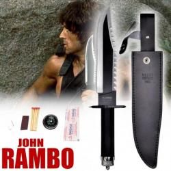 Couteau tactique de Survie Rambo First Blood Part 2 + Etui Cuir + Kit de survie
