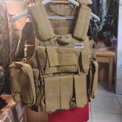 Gilet de combat airsoft paintball et autres couleur tan complet