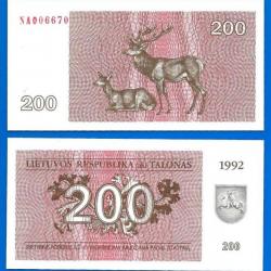 Lituanie 200 Talonas 1992 Neuf Billet Litu Litas