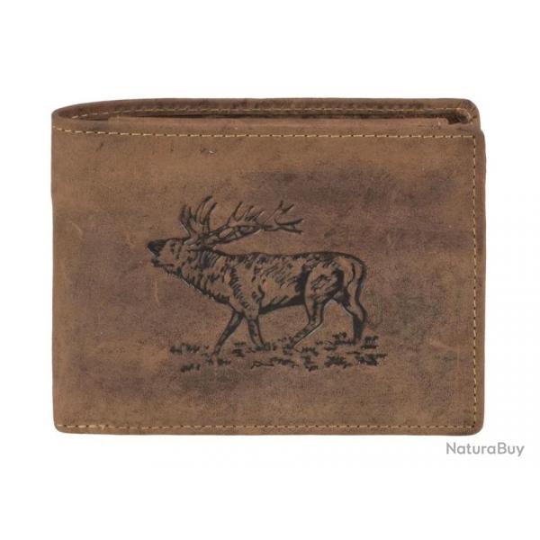 PORTEFEUILLE EN CUIR MOTIF BRAME DU CERF