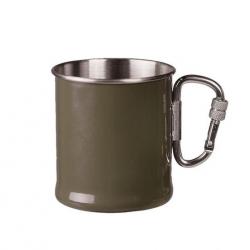 Tasse en acier inoxydable avec anse mousqueton 250ml Kaki