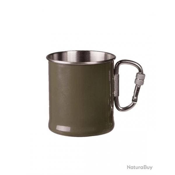 Tasse en acier inoxydable avec anse mousqueton 250ml Kaki