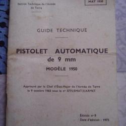 GUIDE TECHNIQUE PISTOLET AUTOMATIQUE 9mm MODELE 1950