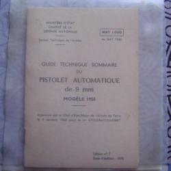 GUIDE TECHNIQUE SOMMAIRE DU PISTOLET AUTOMATIQUE DE 9MM MODELE 1950