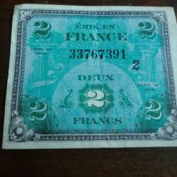 France 2 Francs Impr. américaine (drapeau) - 1944 Série 2 / REF 33767391