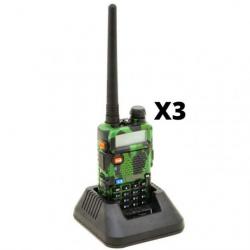 Talkie walkie VHF/UHF 144-146/430-440MHZ - FM radio - Bi bande - Lot de 3 - Camouflage