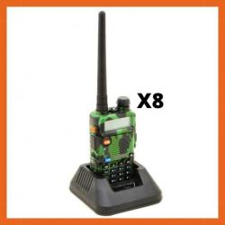 Talkie walkie VHF/UHF 144-146/430-440MHZ - FM radio - Bi bande - Lot de 8 - Camouflage