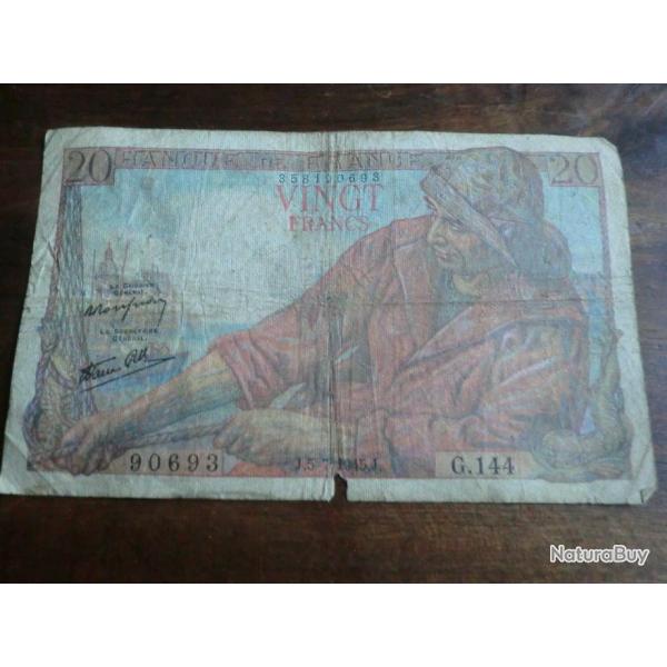 20 Francs Pcheur  5.7.1945 Billet de la banque de France  G 144  / 90693