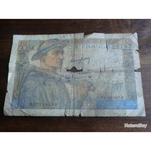 billet 10 franc MINEUR   4  12   1947    /   A 156