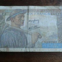 billet 10 franc MINEUR   11 6  1942    /   F 6