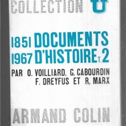 documents d'histoire tome 2 1851-1967 o.voilliard et cabourdin  collection u