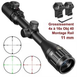 Lunette Visée Optique 4-16x40 AOE – Point Rouge/Vert Éclairé Pour Fusil Airsoft