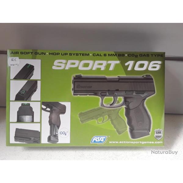 8348 PISTOLET AIRSOFT ASG SPORT 106 CAL6MM 1,3JOULES CO2 NEUF