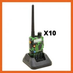 Talkie walkie VHF/UHF 144-146/430-440MHZ - FM radio - Bi bande - Lot de 10 - Camouflage