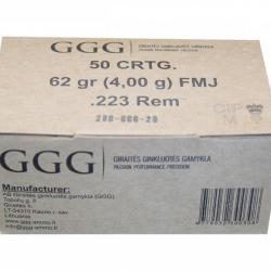 Cartouches GGG .223 Rem. FMJ 62gr - Boite de 50
