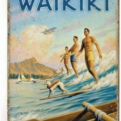 PLAQUE METAL WAIKIKI SURF A HONOLULU