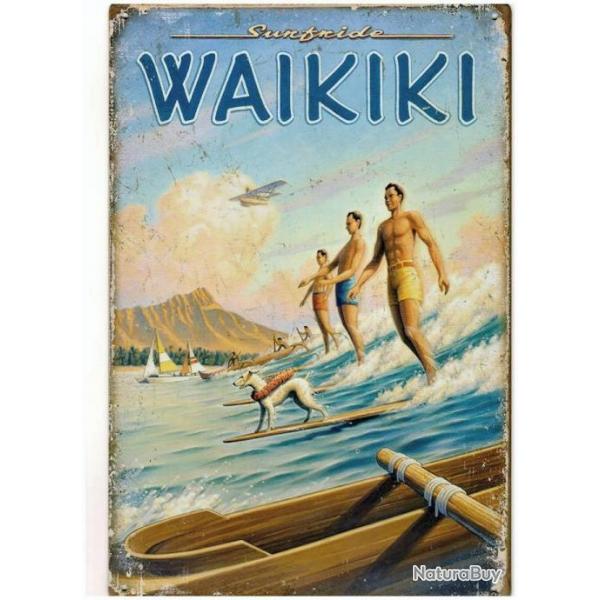 PLAQUE METAL WAIKIKI SURF A HONOLULU