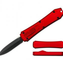Mini couteau éjectable, Couleur rouge, Lame double tranchant