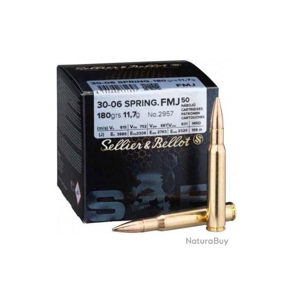 Sellier & Bellot cal.30-06 Sprg FMJ 180 grains - 11.7 grammes /50