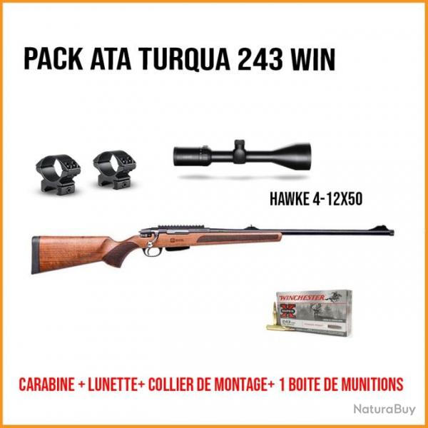 PackCARABINE A VERROU ATA ARMS TURQUA BOIS FILETEE 243 WIN Montage mdium