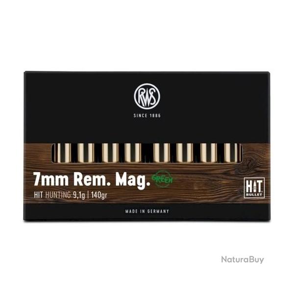 Munition RWS Cal.7mm rem.mag. HIT green 9.1Gr 140grains par 20