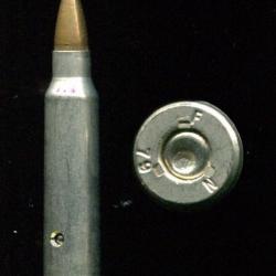5.56 x 45 - 223 NATO - inerte Mitrailleuse MINIMI - étui nickelé rempli de billes de métal