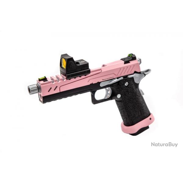 Rplique GBB gaz Hi-Capa 5.1 SPLIT Pink / Noir / Chrome 1,0J + point rouge BDS-Rplique GBB gaz Hi-C
