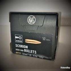 Ogives RWS Scorion High-End Bullets - cal. 7.62/ .30 - 168gr - boite de 50