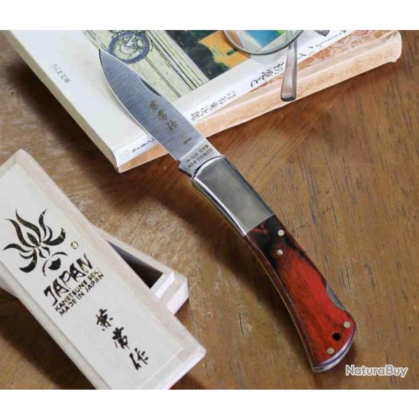 Couteau Kanetsune KAICO-TOU Lame Acier AUS-8 Manche Bois Lockback Made Japan KB509